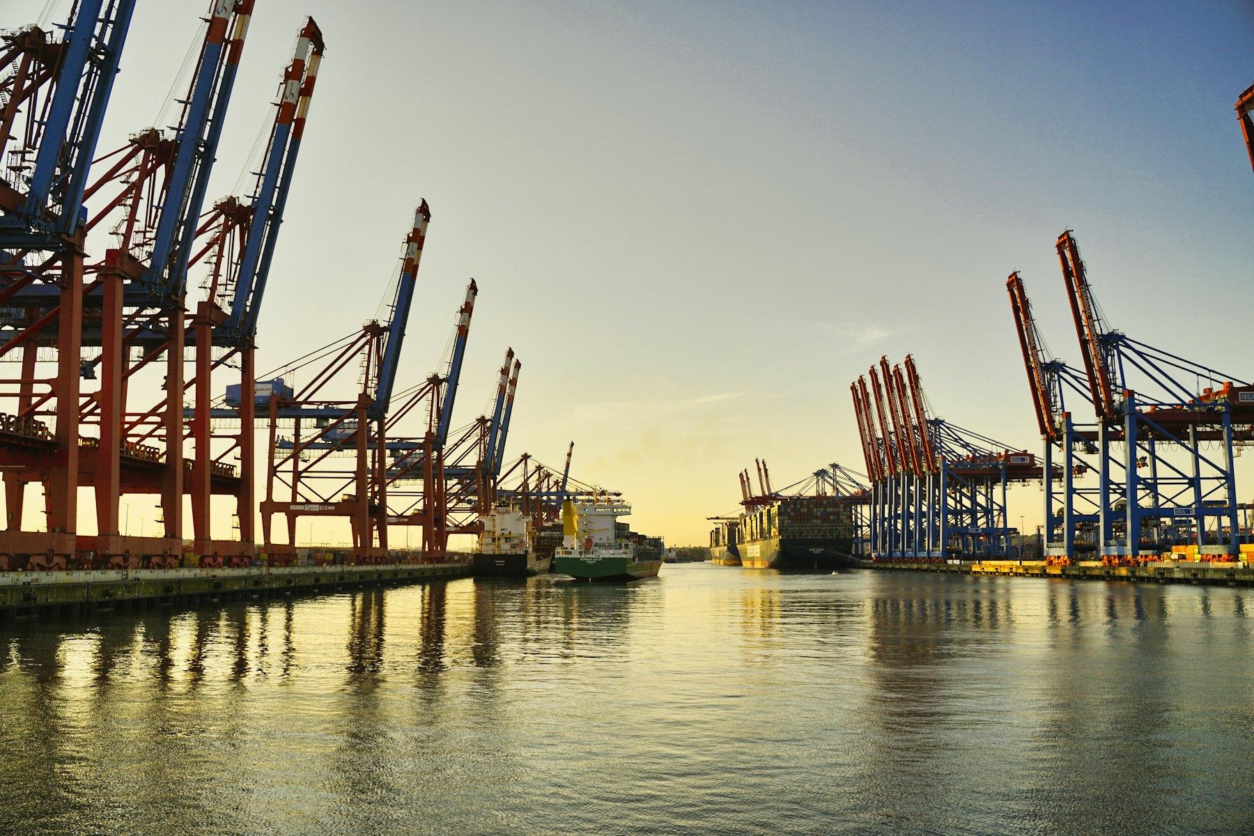 Container cranes at a port terminal